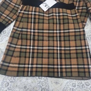 Zara Women's Checkered Blazer - Brown and Black